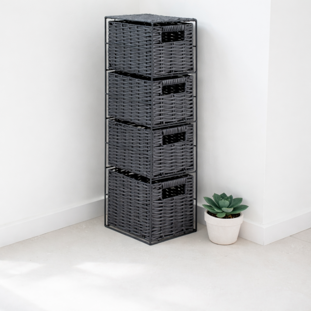 4 Drawers Storage Tower Charcoal | Furniture | Crackerjack