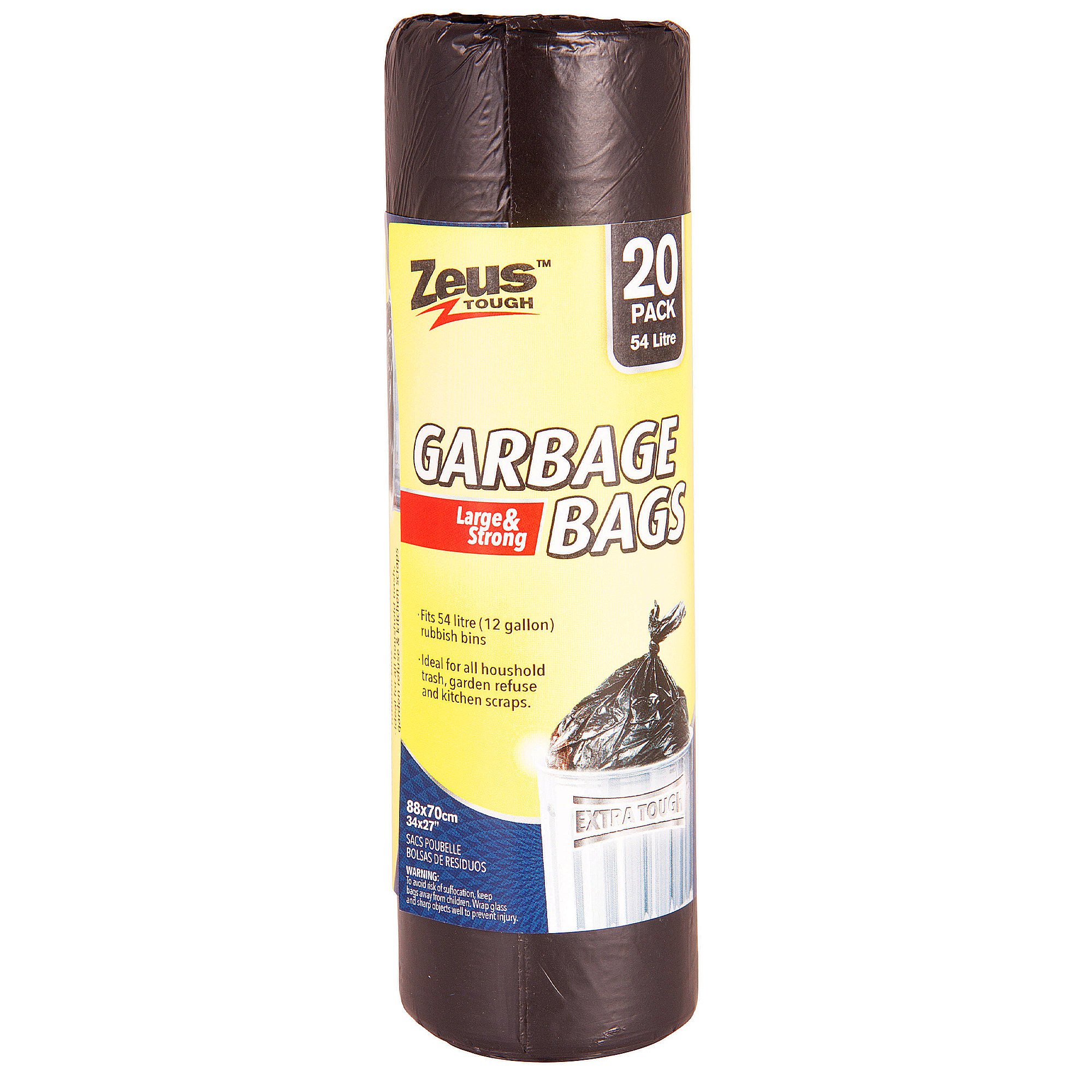 Garbage Bags Black 88x70cm 54L 20pk | Household | Crackerjack