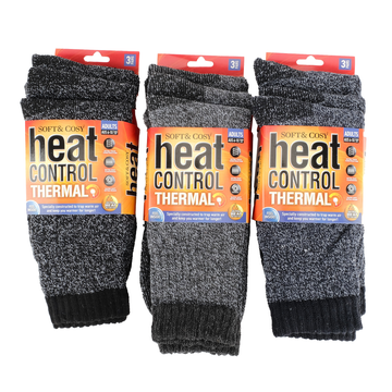 Men's Heat Control Crew Socks 3pk Assorted Clothing