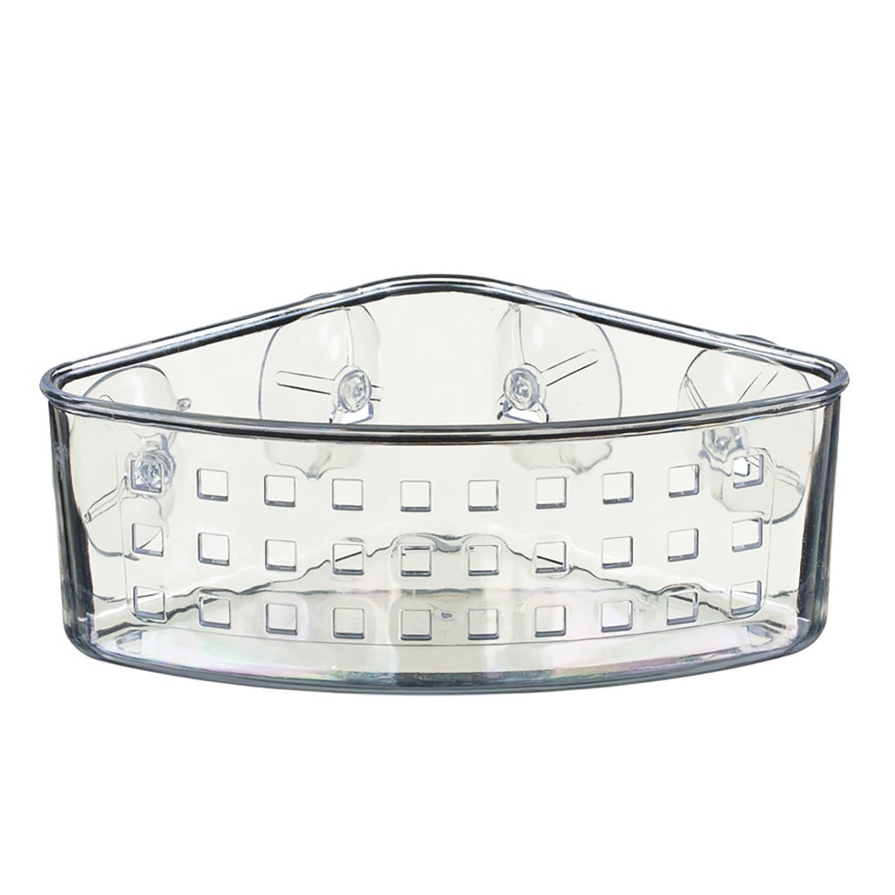 Plastic Corner Shower Caddy With Suction Cups White 8.3cm Organisers