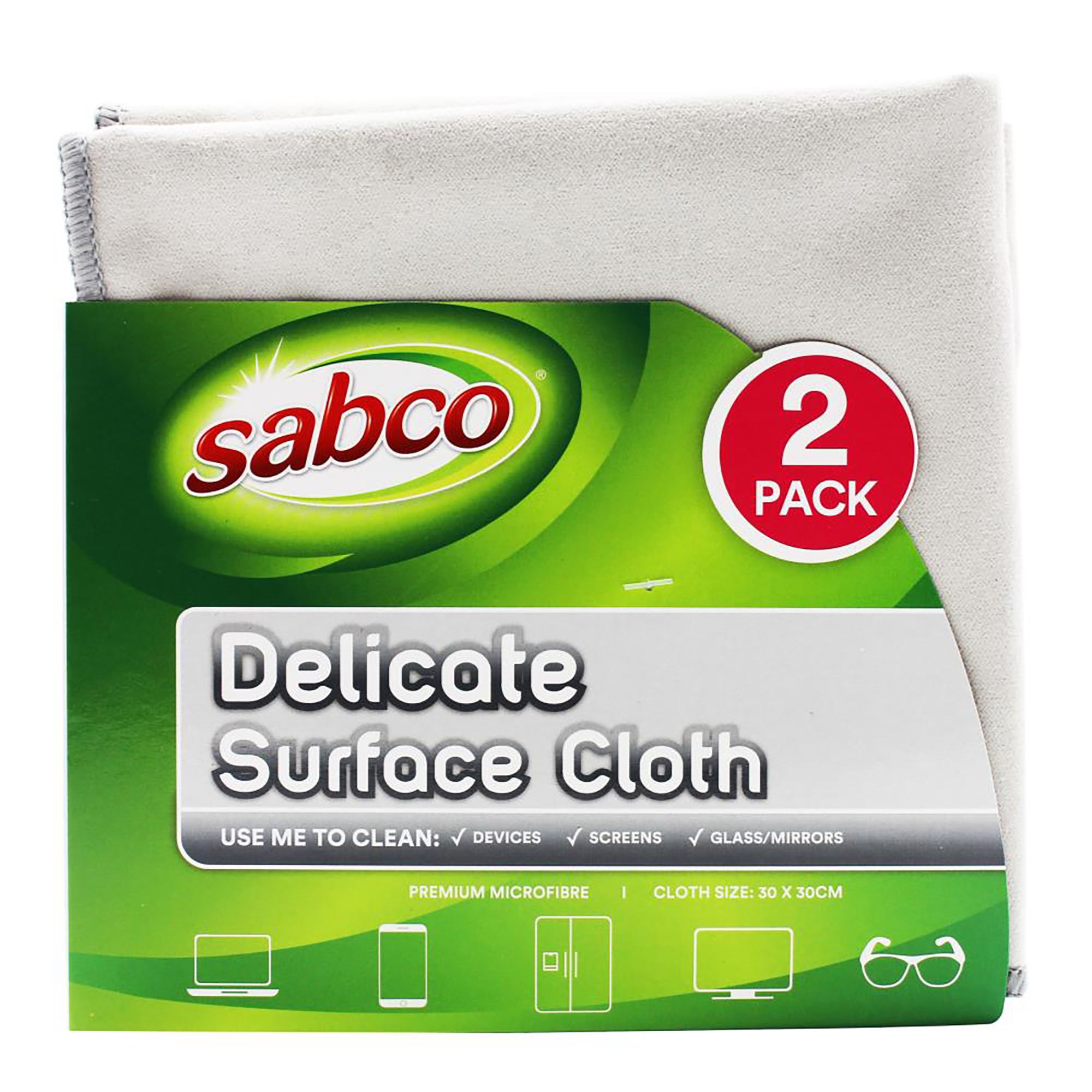 Sabco Delicate Surface Cloth Premium Microfibre 30cm X 30cm 2pk, Laundry  and Cleaning