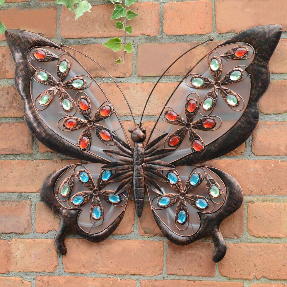 Solar Jewelled Butterfly Wall Art Outdoor Solar Lighting Product