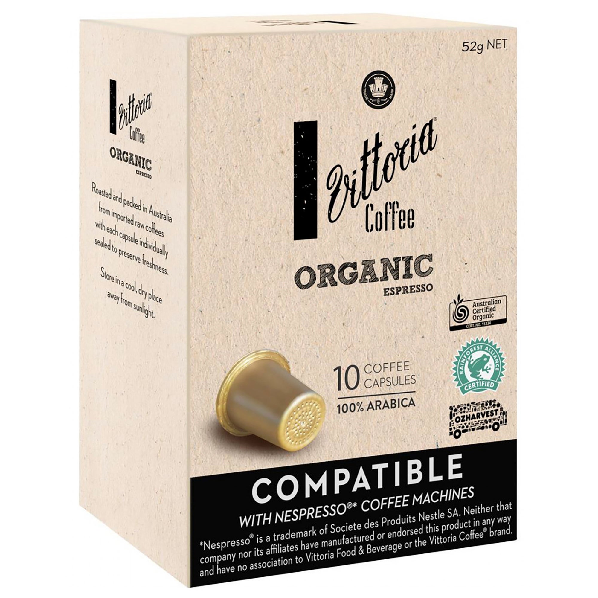 Vittoria Organic Coffee Capsules 52g 