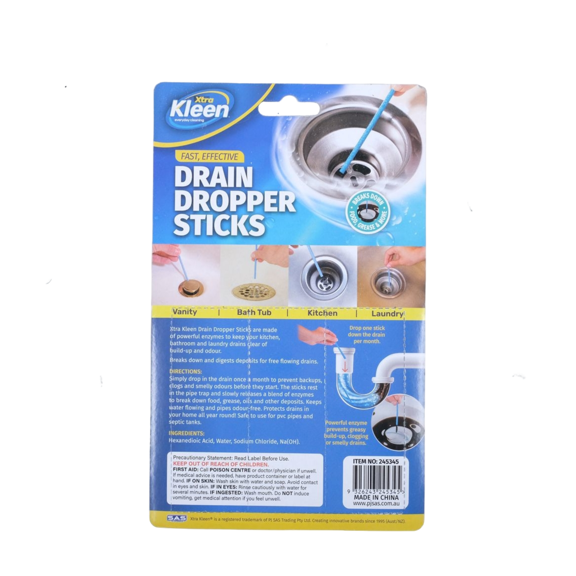 Xtra Kleen Drain Dropper 12pk | Household | Crackerjack